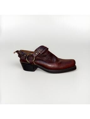 Frye Square Toe Harness Mules Brown Leather Women’s 8.5 M Western Clog